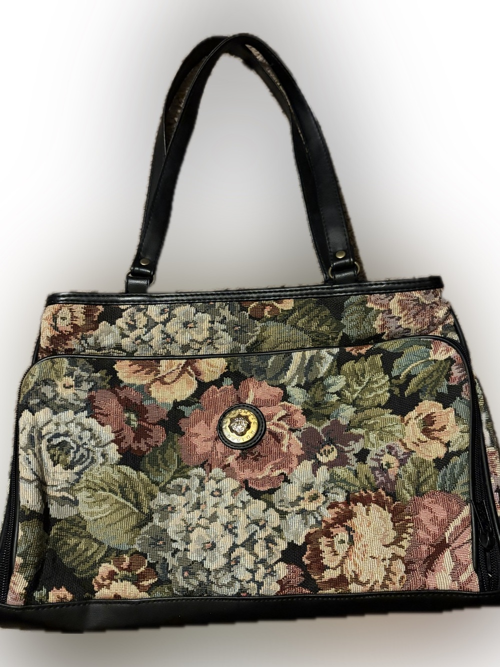 VINTAGE 1990s Mitzi Floral Tapestry Organizer Handbag